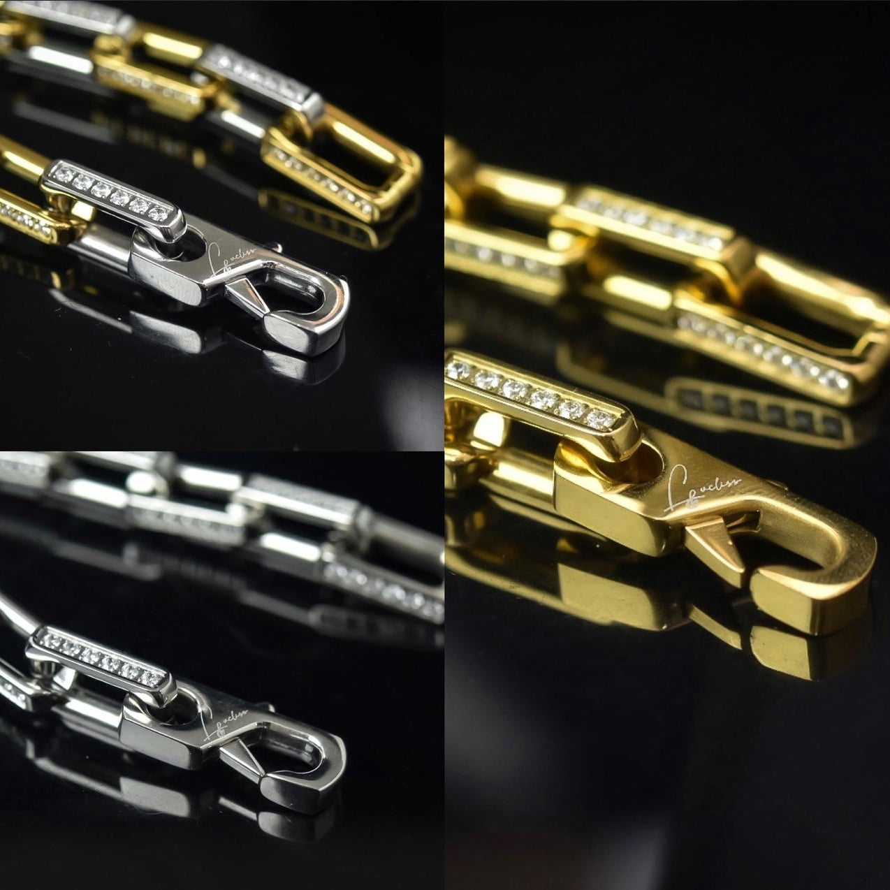 Geometric Link Bracelet | 316L Steel & High-Clarity Zircon