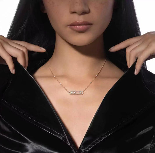 Move Trio Necklace | 18K Gold & Pavé Zircon