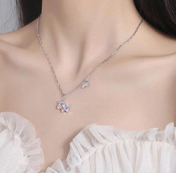 Unica Necklace | Italian Silver & Rainbow Enamel