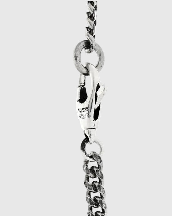 Detailed view of the secure hallmarked lobster clasp fastening on the Aerion Marmont heavy 925 silver chain necklace.