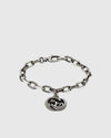 Full studio view of the vintage 925 sterling silver bracelet featuring alternating smooth and twisted rope chain links.