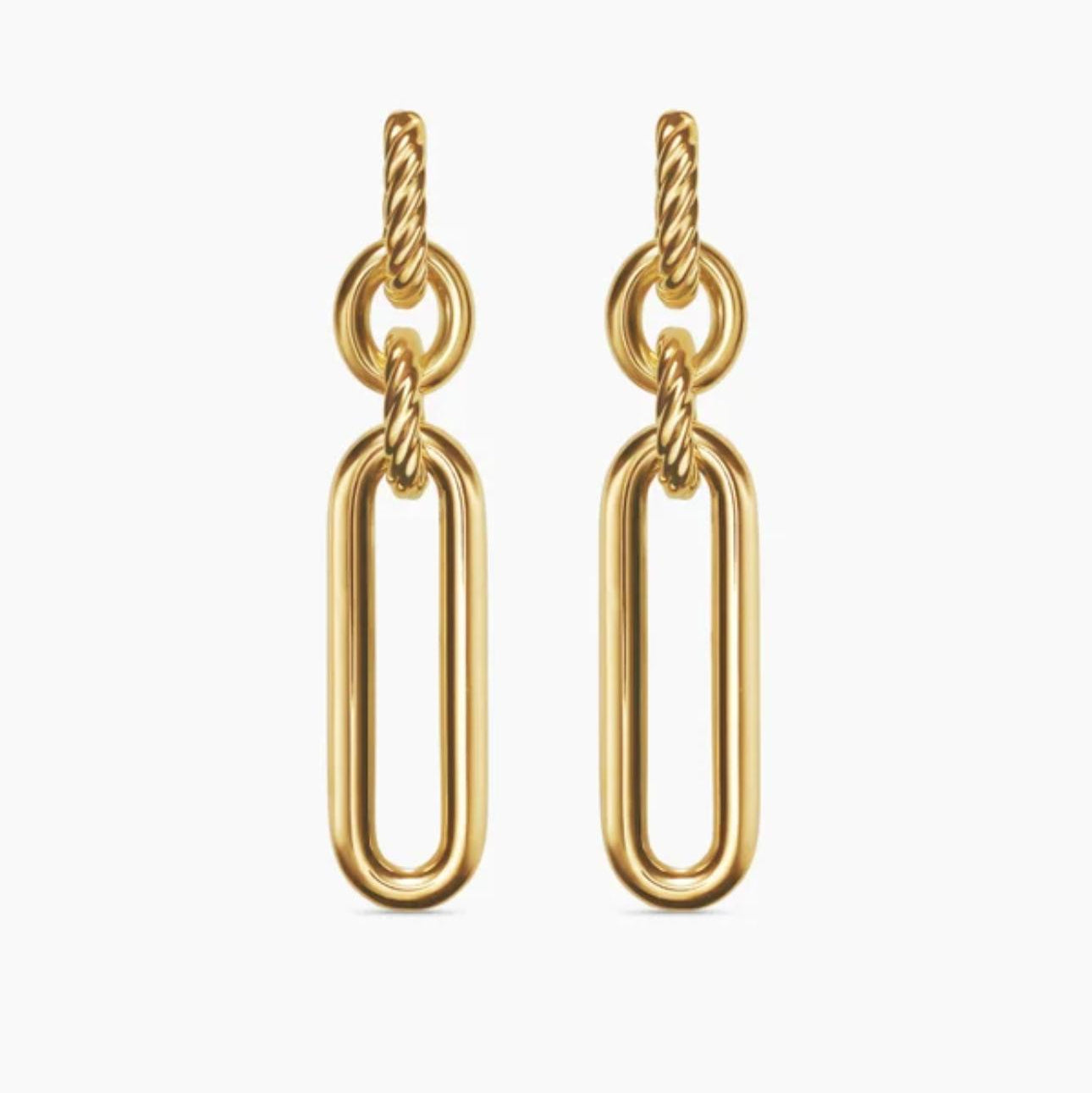Pair of LEXINGTON DOUBLE LINK DROP EARRINGS on a white background