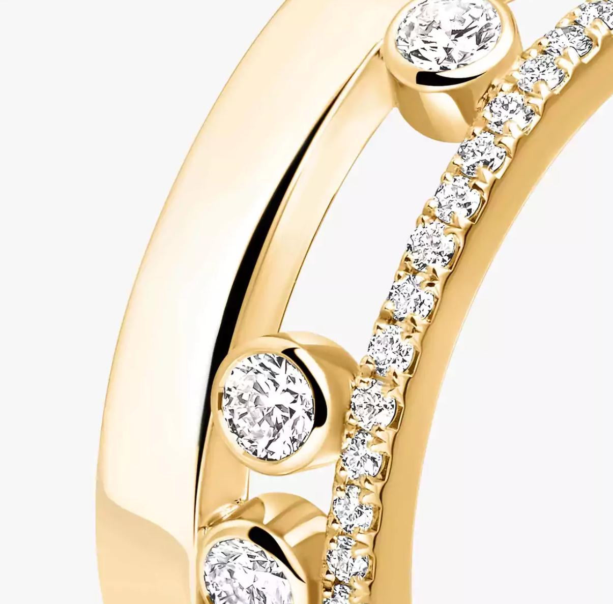 double-band ring with diamond accents on a white background