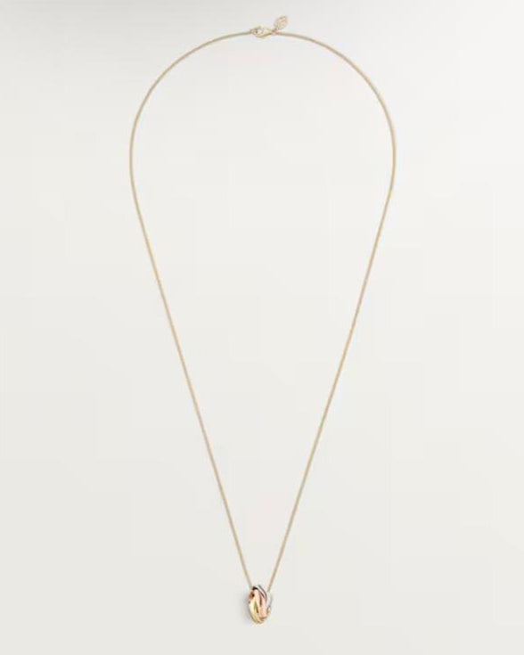 Harmonie Trio Necklace with Interlocking Tri-Color Cushion-shaped Rings on 24-inch Chain