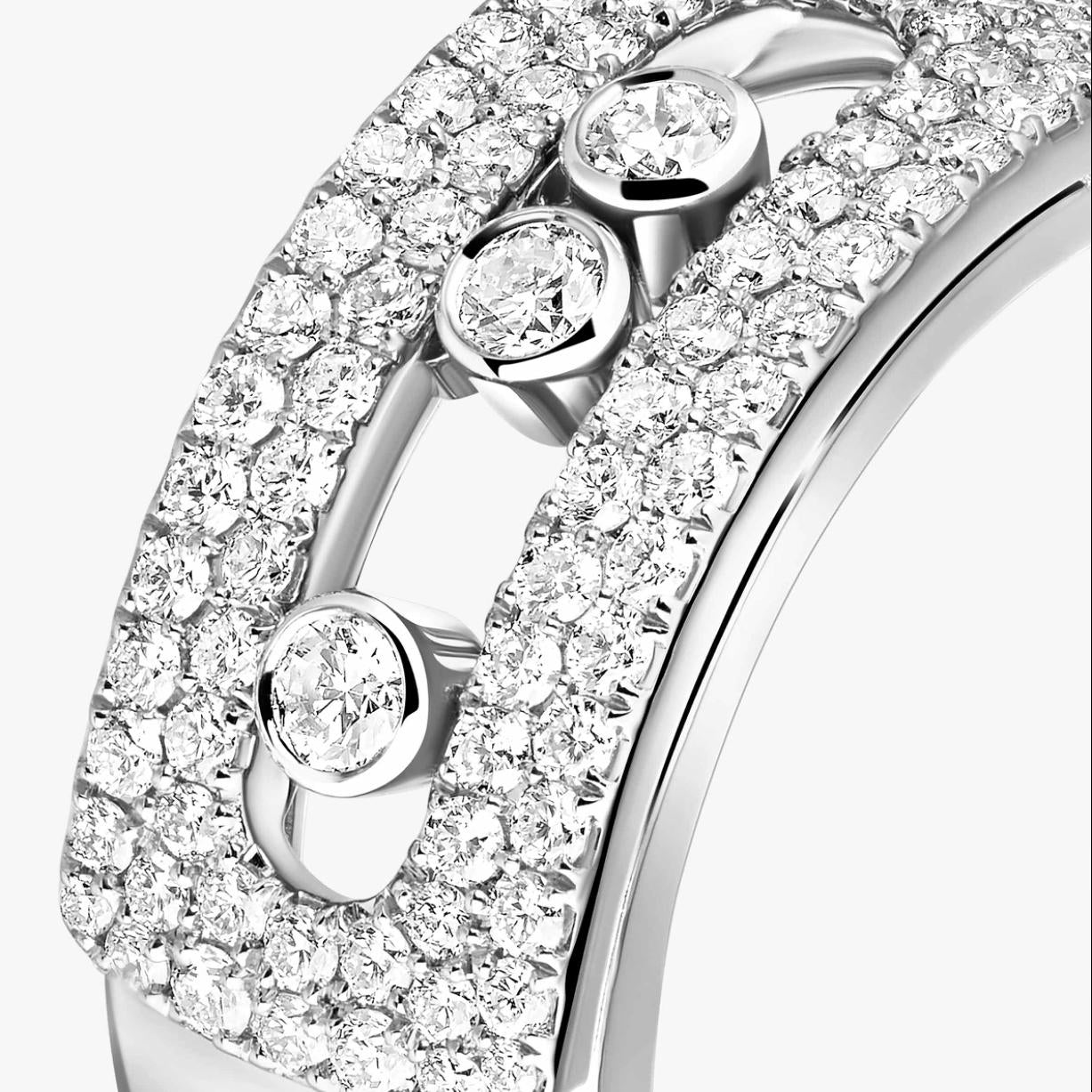 Close-up of a diamond ring with a white background