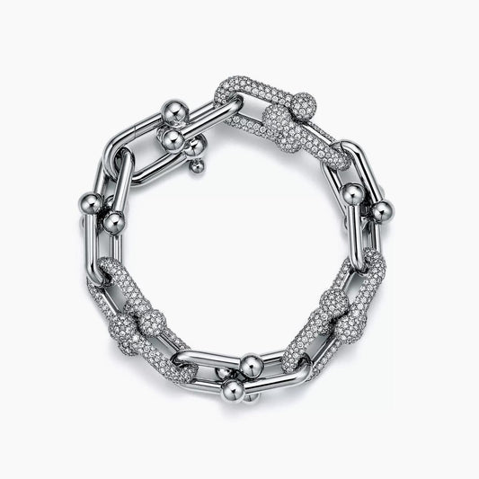 Lévamor Bracelet | Large Link in Gold & Pavé Zircon