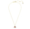 Gold necklace with ladybug motif, featuring a central zircon stone and red and white accents on a gold-tone finish on a white background